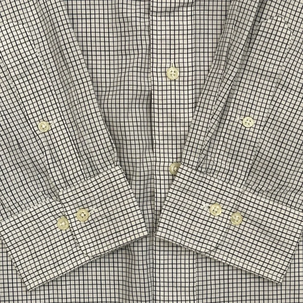 POLO by Ralph Lauren Philip Navy/Black Plaid Dress Shirt Button Up Collared 17.5